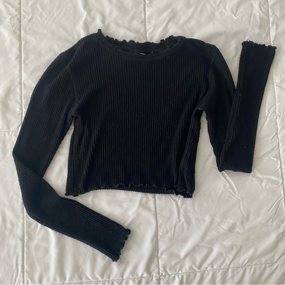 JOAH BROWN CROPPED SCALLOP CREW NECK - Picture 3 of 7